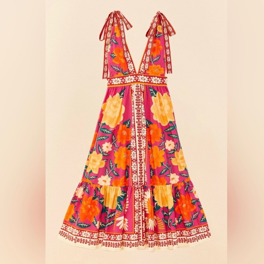 Farm Rio Pink Flower Tapestry Midi large